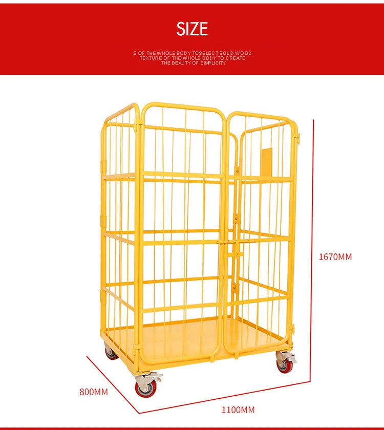 Powder Coated Transportation Turnover Roll Container Cage Trolley