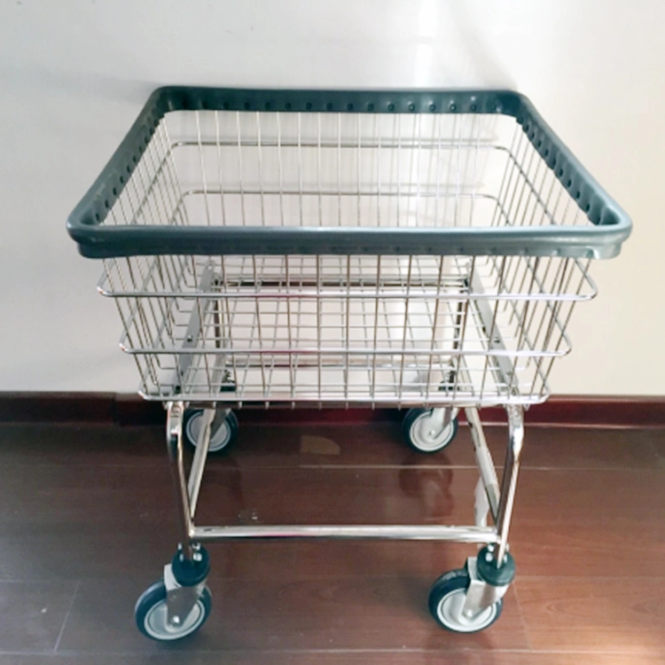 Wire Mesh Laundry Cart with 4 Wheels