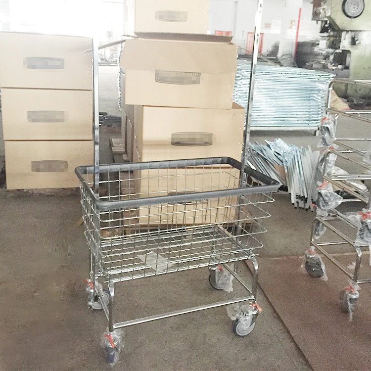 Wire Mesh Laundry Cart with 4 Wheels