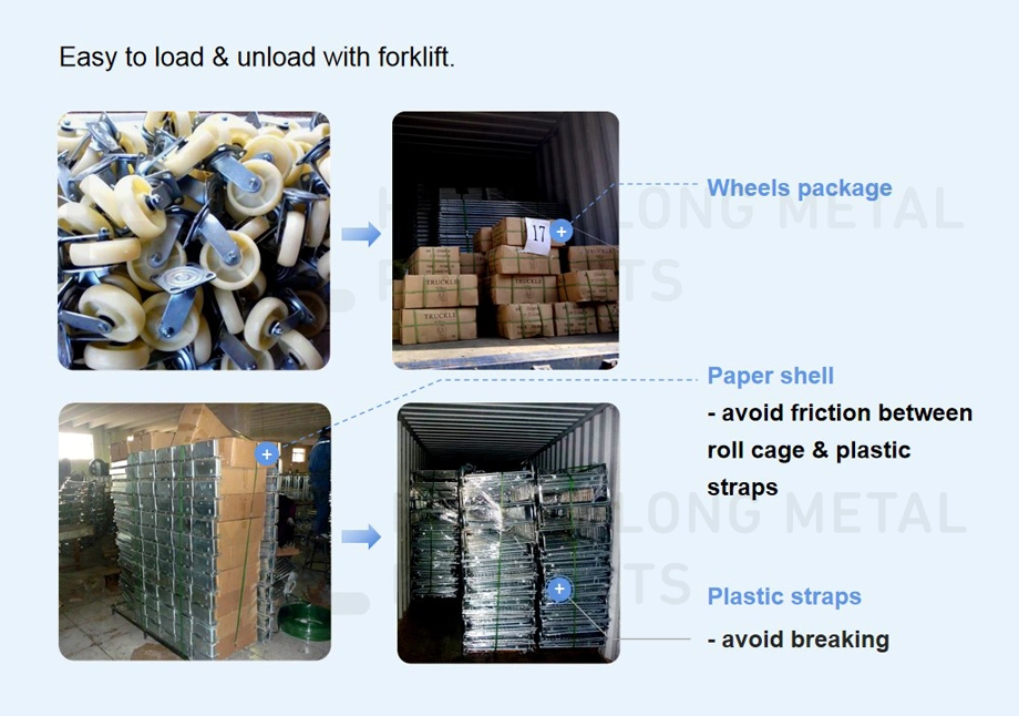 Industrial Folding Nestable Cargo Storage Steel Wire Mesh Roll Container