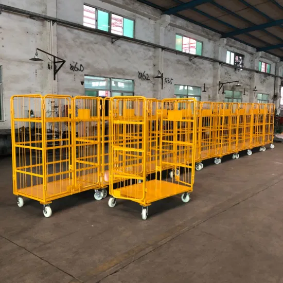 Heavy Duty Logistics Galvanized Foldable Wire Mesh Steel Laundry Durable Nesting Detachable Storage Roll Container Trolley Carts