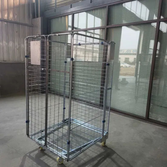 Logistics Collapsible Warehouse Cargo Storage Wire Mesh Roll Cage Warehouse Mesh Roll Storage Container